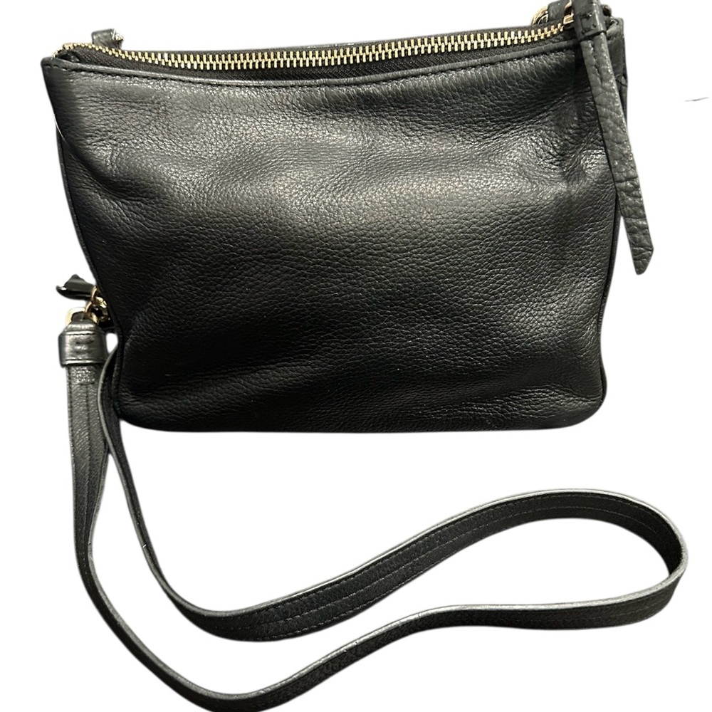 Cole Haan Black Leather Crossbody with Gold Chain - Picture 3 of 12